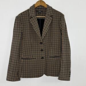 Weekend MaxMara Blazer Womens L Brown Houndstooth Knit Tailored Jacket Career